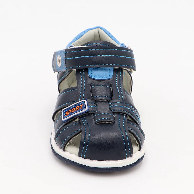 Summer Boys Orthopedic Sandals Pu Leather Toddler Kids Shoes for Boys Closed Toe Baby Flat Shoes