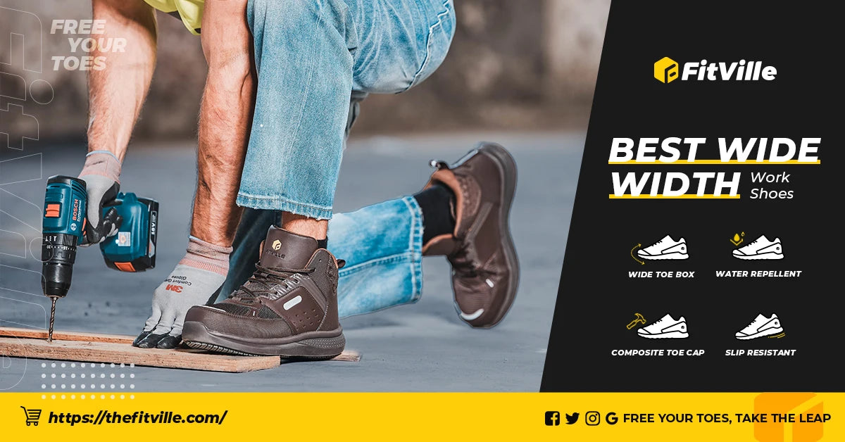 Men's Extra Wide Work Shoes Casual Shoes Anti-Slip Sturdy Toe Breathable For Male Swollen Feet Arch Support Pain Relief