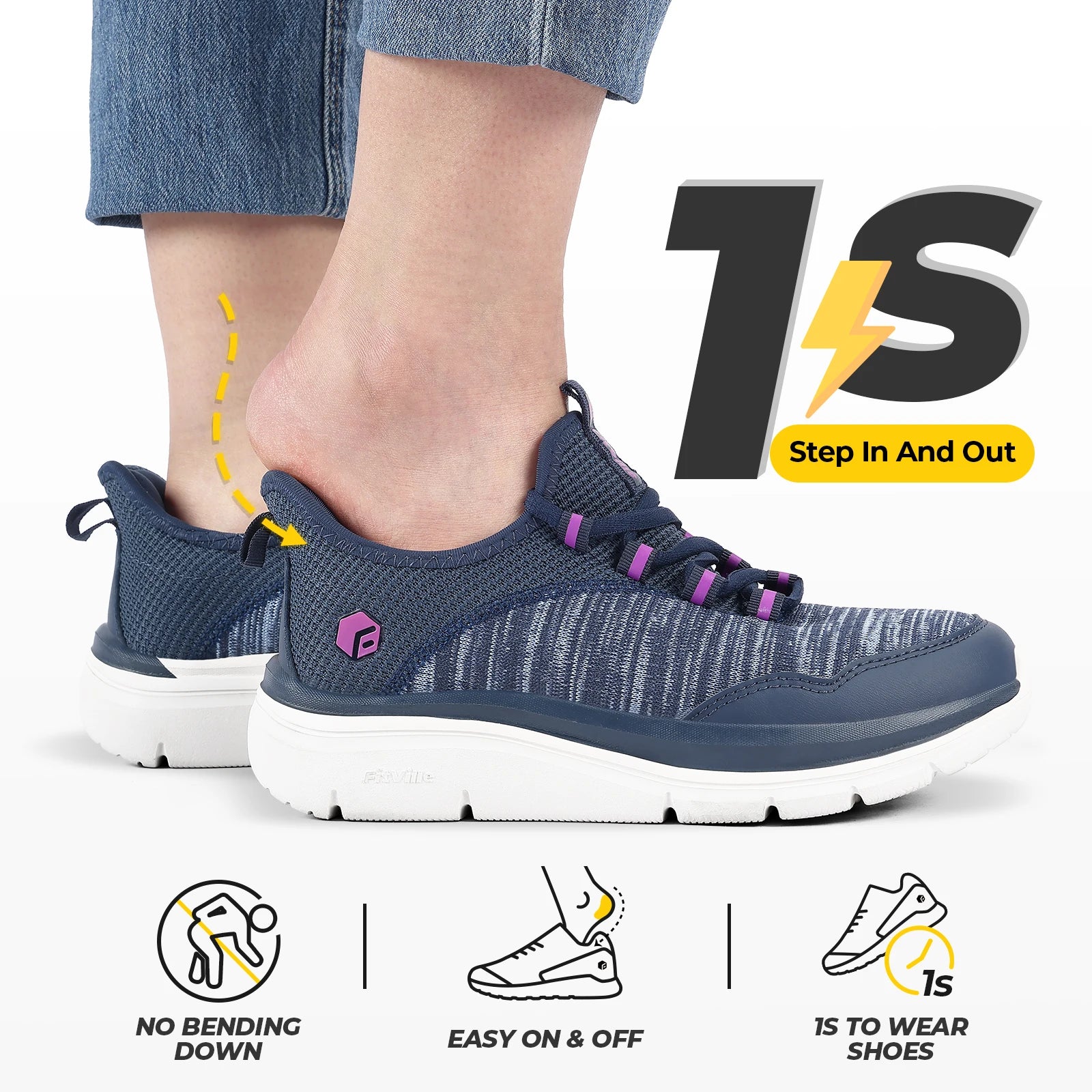 Lightweight Women's Shoes Thick Sole Walking Shoes Extra Wide Sneakers Breathable for Swollen Feet Plantar Fasciitis
