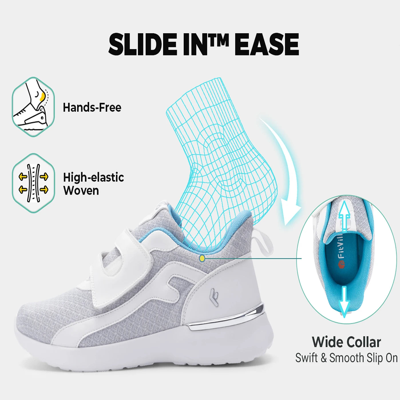 Women's Walking Shoes Thick Sole Adjust Strap Shoes Extra Wide Sneakers Lightweight for Swollen Feet Plantar Fasciitis