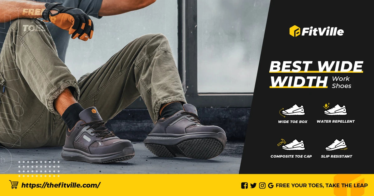 Men's Extra Wide Work Shoes Casual Shoes Anti-Slip Sturdy Toe Breathable For Male Swollen Feet Arch Support Pain Relief