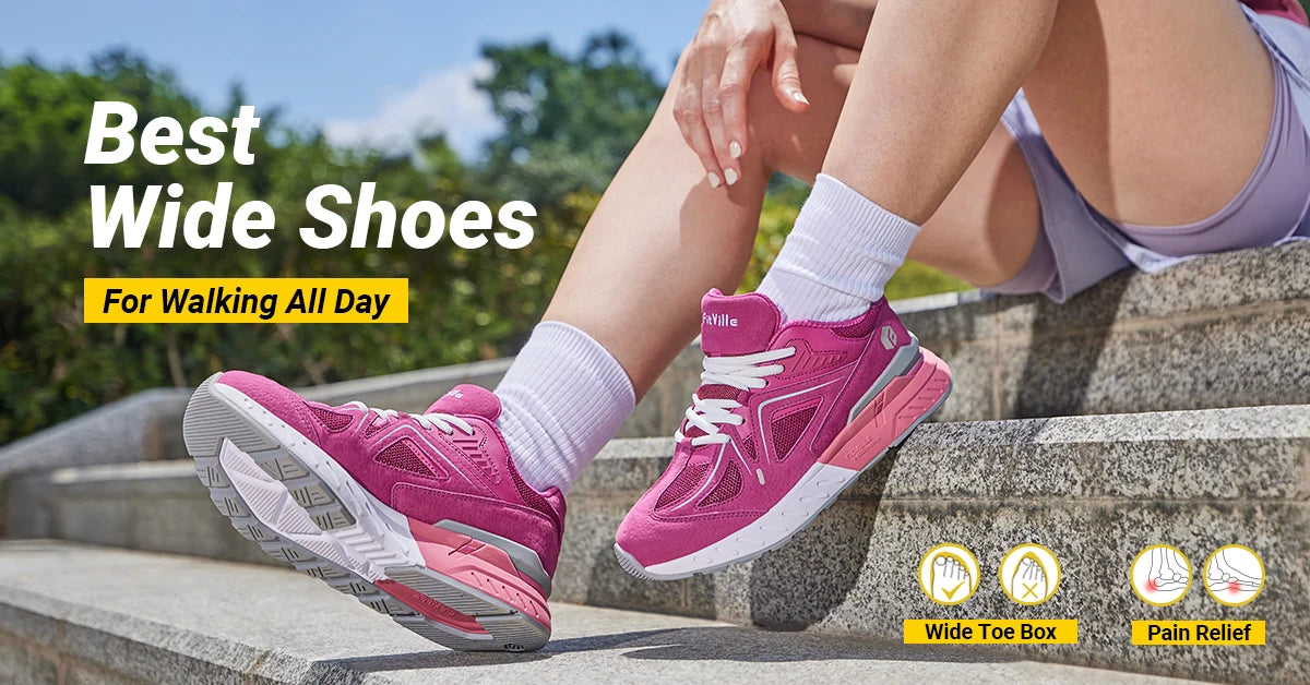 Extra Wide Women's Walking Shoes Wide Width lightweight Sneakers for Flat Foot Plantar Fasciitis Heel Pain Relief