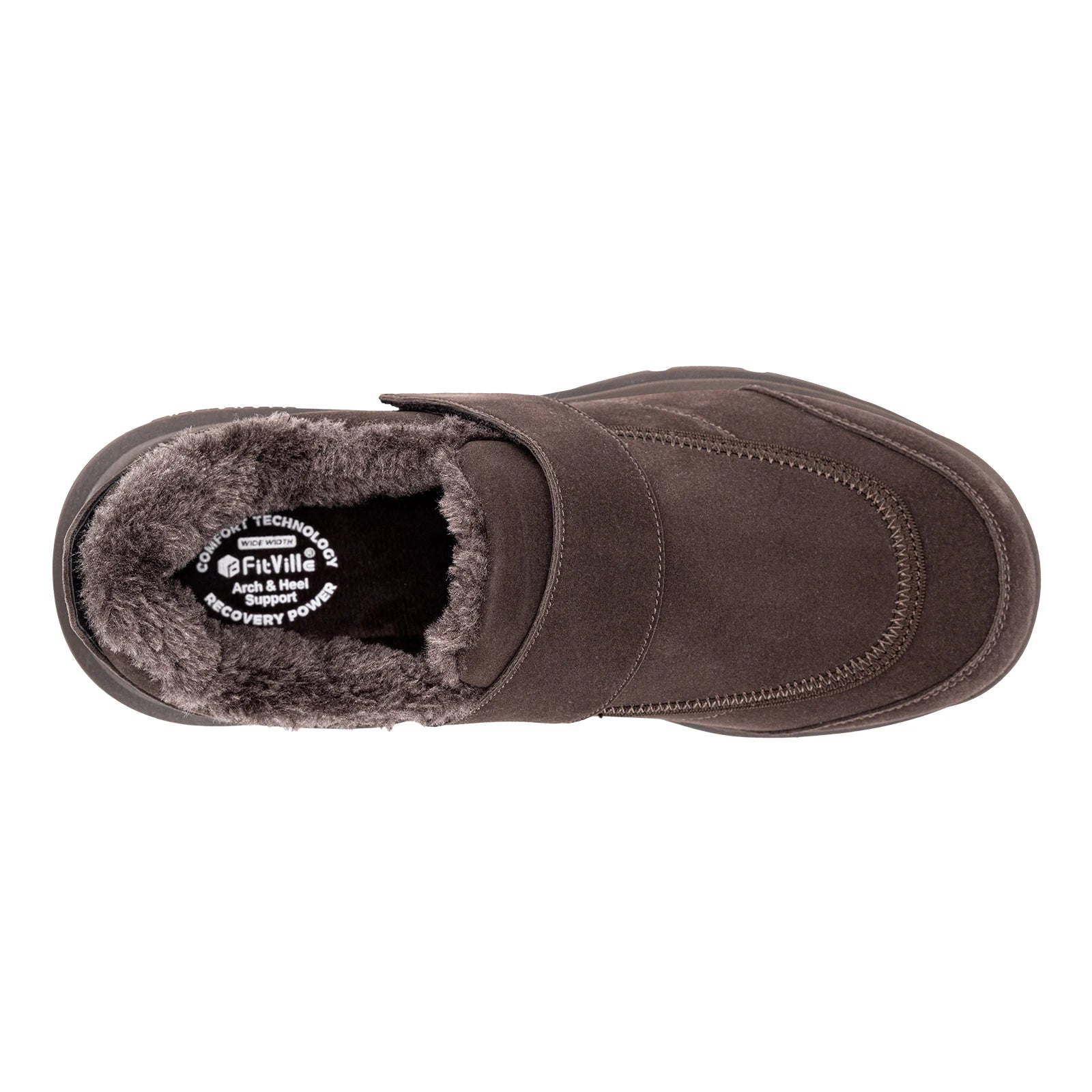 Wide Men's Slippers Non-slip Plush House Shoes Adjustable Straps Indoor&Outdoor Winter Slippers with Arch Support