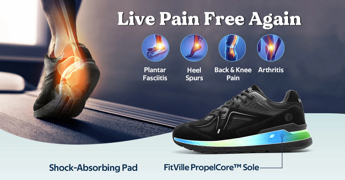 Extra Wide Men's Walking Shoes Lightweight Sneakers for Flat Feet Arch Fit Heel Pain Relief Non-Slip Sports Shoes