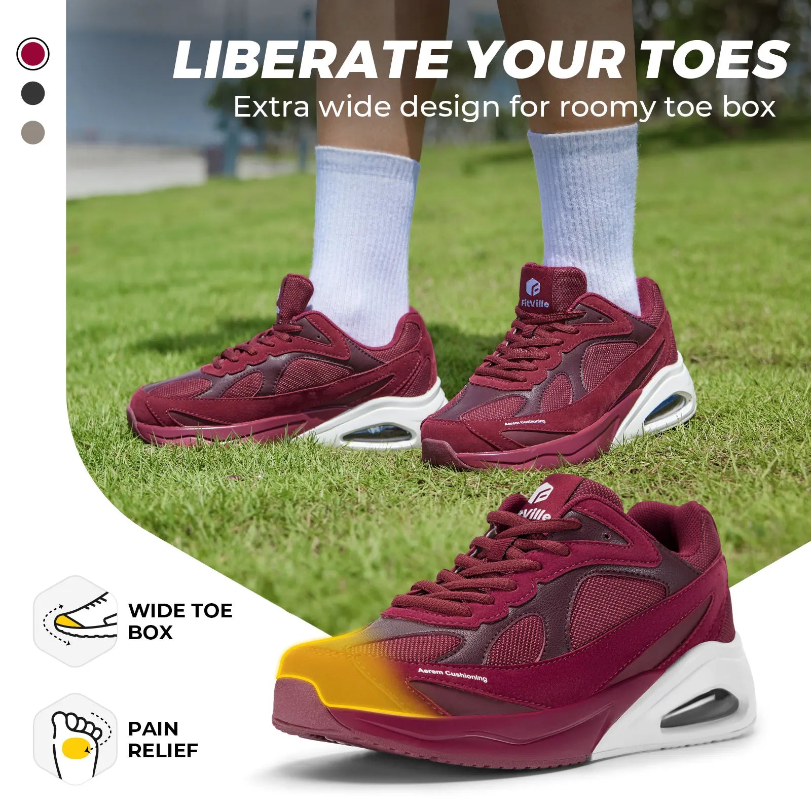 Women's Air Cushion Shoes Sports Running Shoes Wide Width With Arch Support Lightweight Breathable Running Tennis Shoes