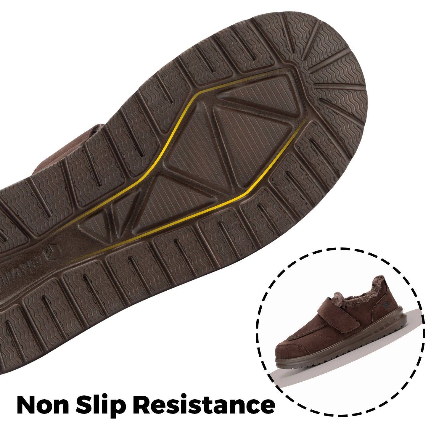 Wide Men's Slippers Non-slip Plush House Shoes Adjustable Straps Indoor&Outdoor Winter Slippers with Arch Support