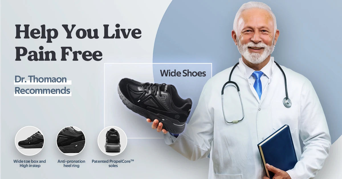 Extra Wide Men's Walking Shoes Lightweight Sneakers for Flat Feet Arch Fit Heel Pain Relief Non-Slip Sports Shoes