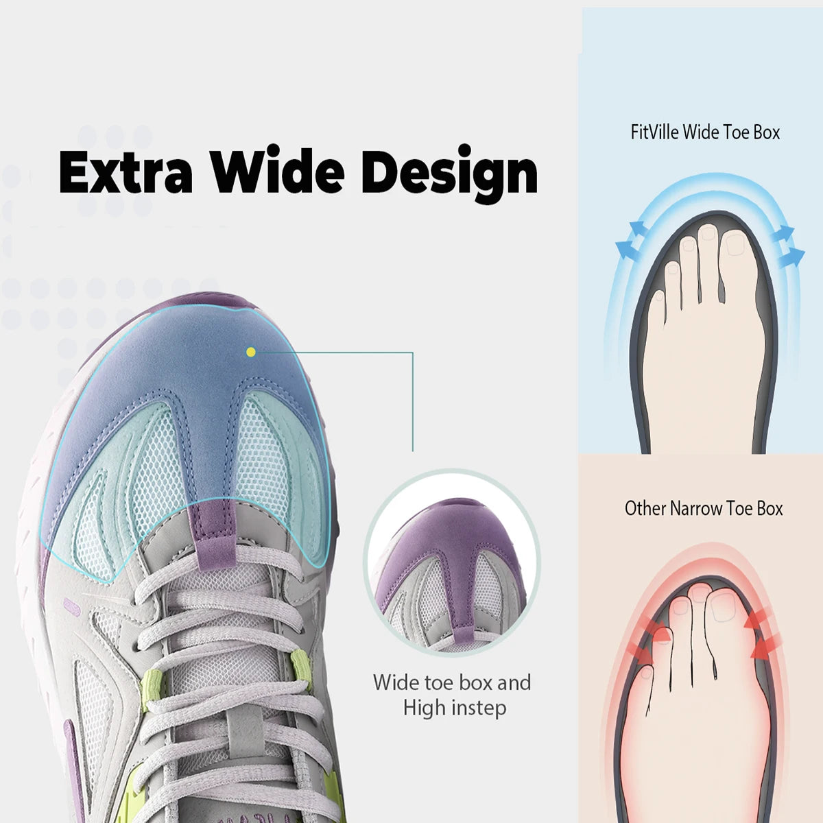 Extra Wide Women's Walking Shoes Wide Width lightweight Sneakers for Flat Foot Plantar Fasciitis Heel Pain Relief