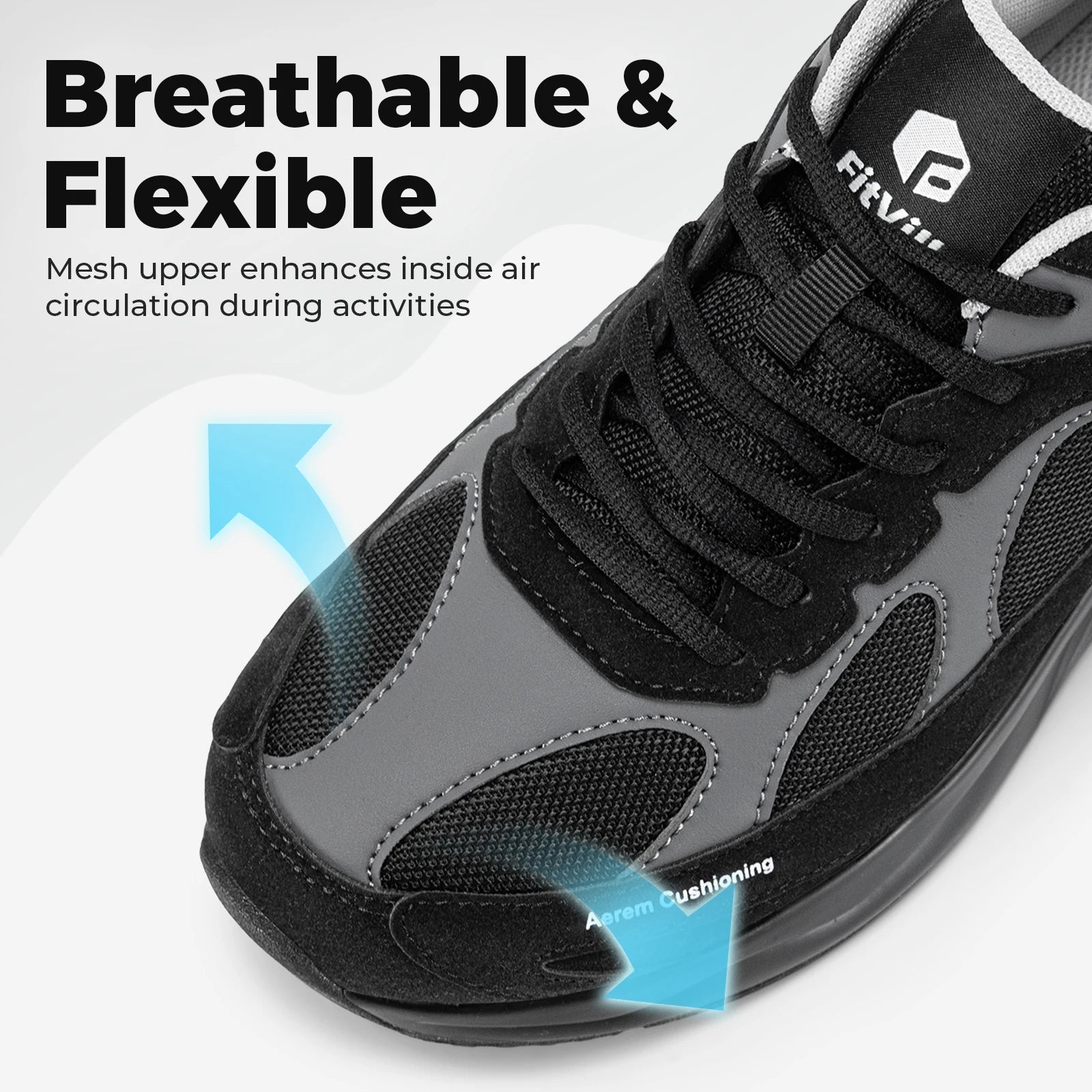 Men's Extra Wide Walking Shoes Wide Cushioned Sports Shoes For Swollen Feet Flat Feet Arch Fit Relieve Heel Pain Black