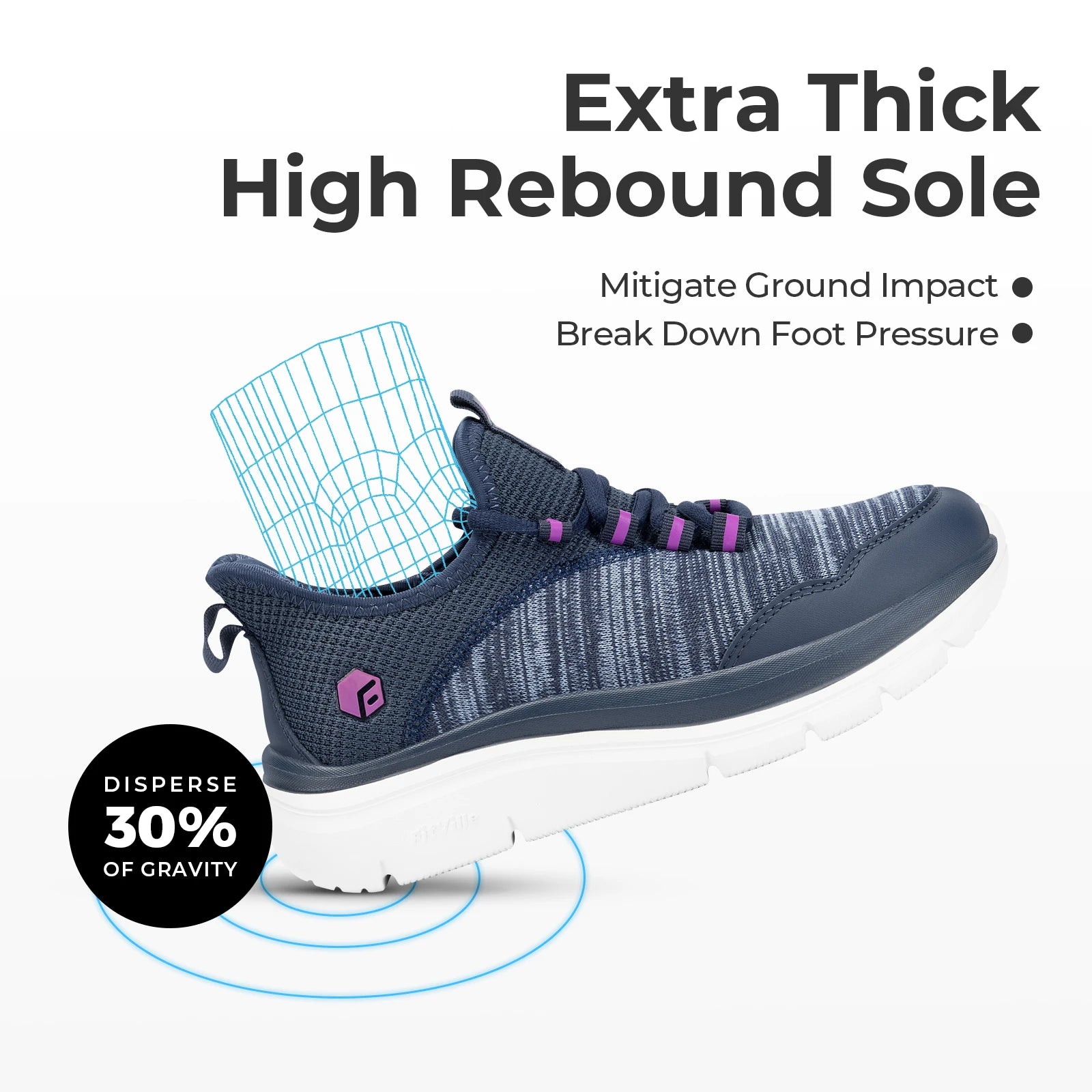 Lightweight Women's Shoes Thick Sole Walking Shoes Extra Wide Sneakers Breathable for Swollen Feet Plantar Fasciitis