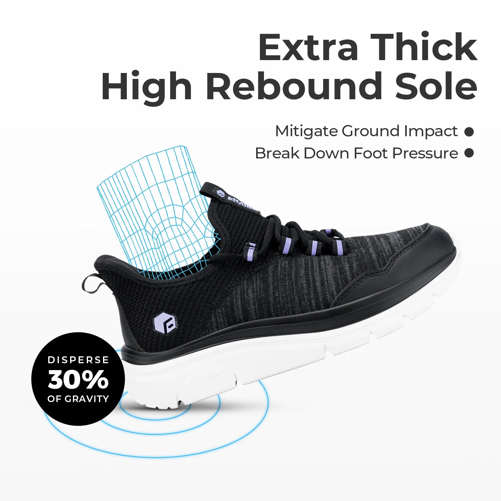 Lightweight Women's Shoes Thick Sole Walking Shoes Extra Wide Sneakers Breathable for Swollen Feet Plantar Fasciitis