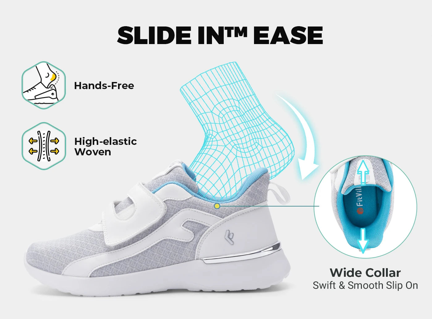 Women's Walking Shoes Thick Sole Adjust Strap Shoes Extra Wide Sneakers Lightweight for Swollen Feet Plantar Fasciitis