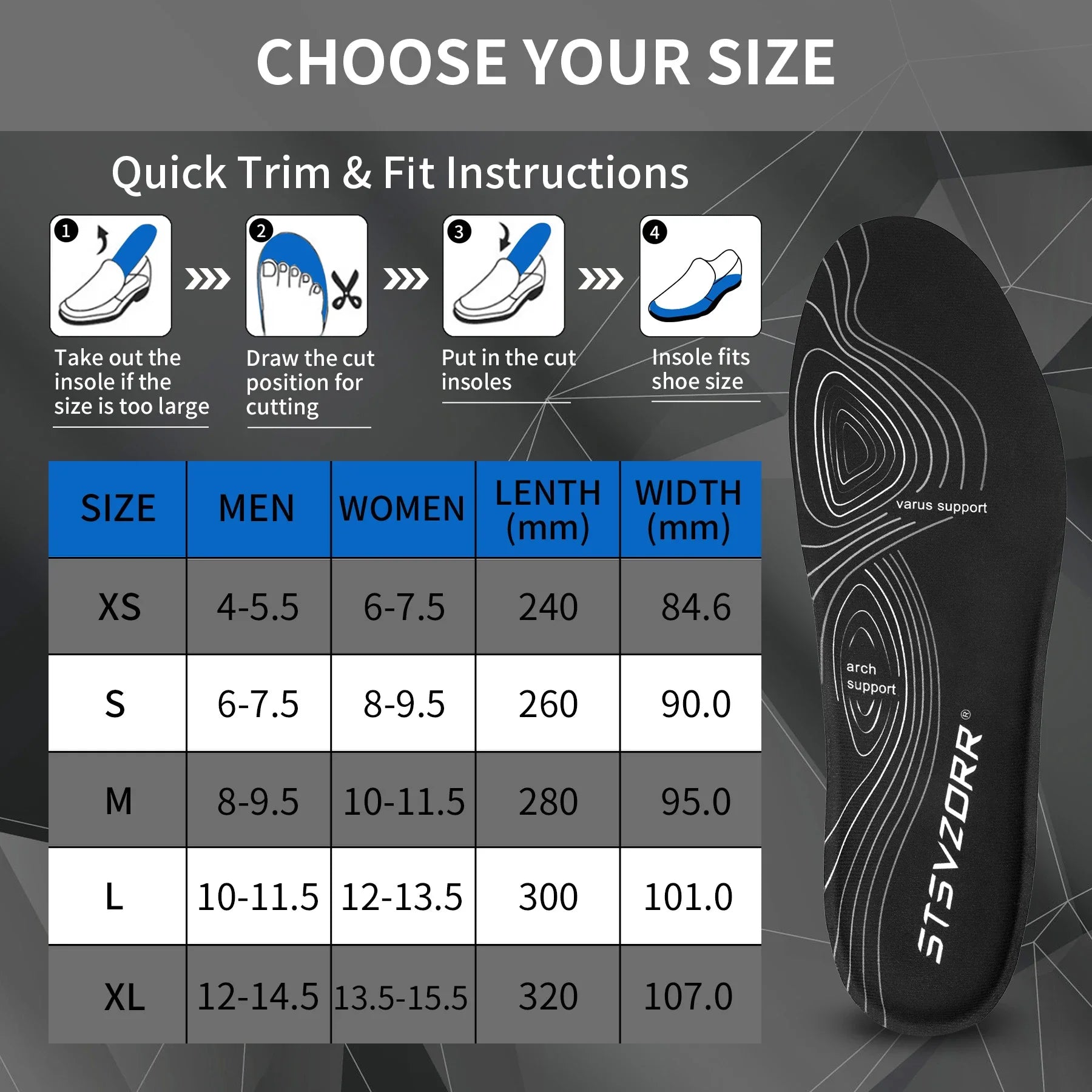 Orthopedic Insole for Pain Relief (Plantar Fasciitis, Men's and Women's Running Shoes, Flat Feet, High Arch Support, Orthopedic Insert)