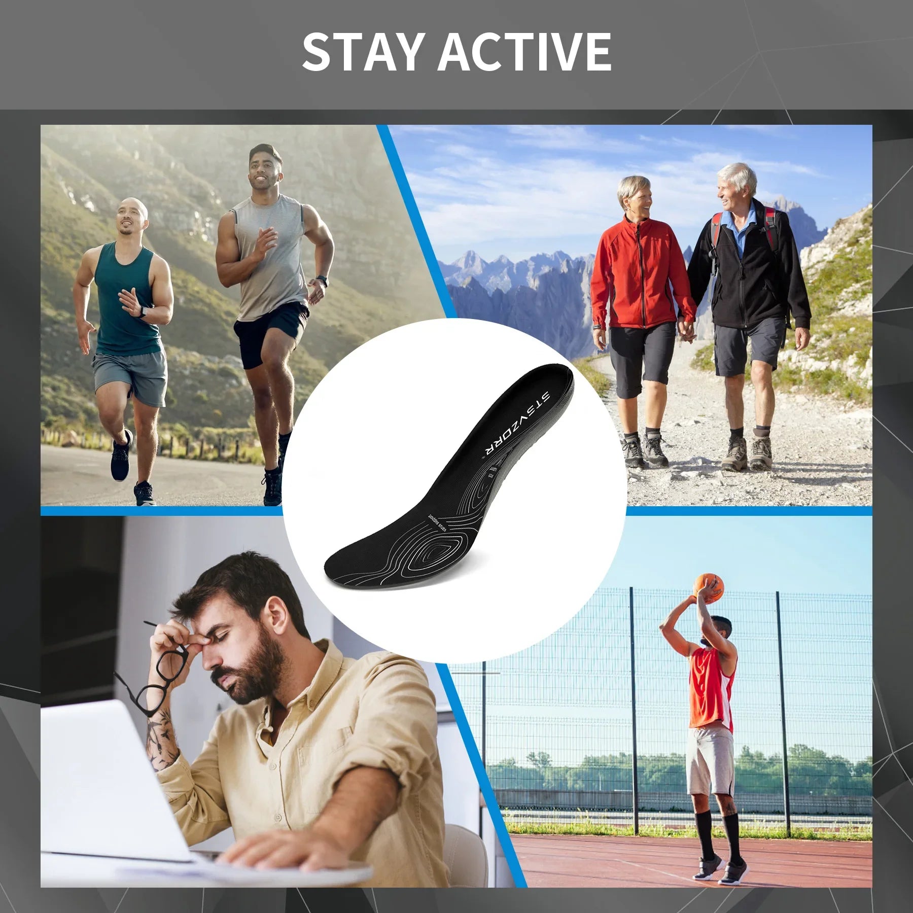 Orthopedic Insole for Pain Relief (Plantar Fasciitis, Men's and Women's Running Shoes, Flat Feet, High Arch Support, Orthopedic Insert)