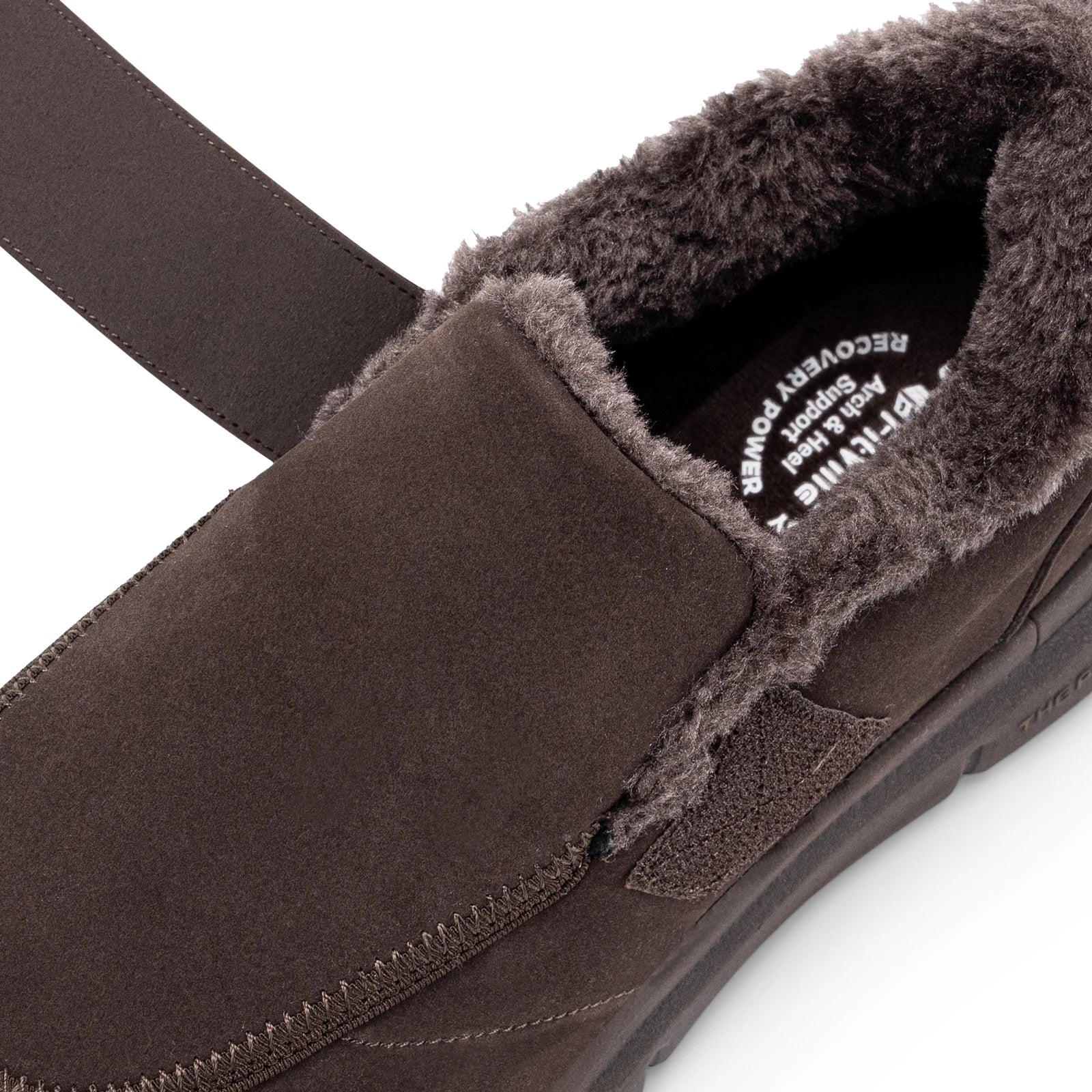 Wide Men's Slippers Non-slip Plush House Shoes Adjustable Straps Indoor&Outdoor Winter Slippers with Arch Support