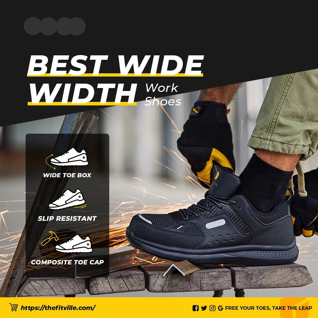 Men's Extra Wide Work Shoes Casual Shoes Anti-Slip Sturdy Toe Breathable For Male Swollen Feet Arch Support Pain Relief