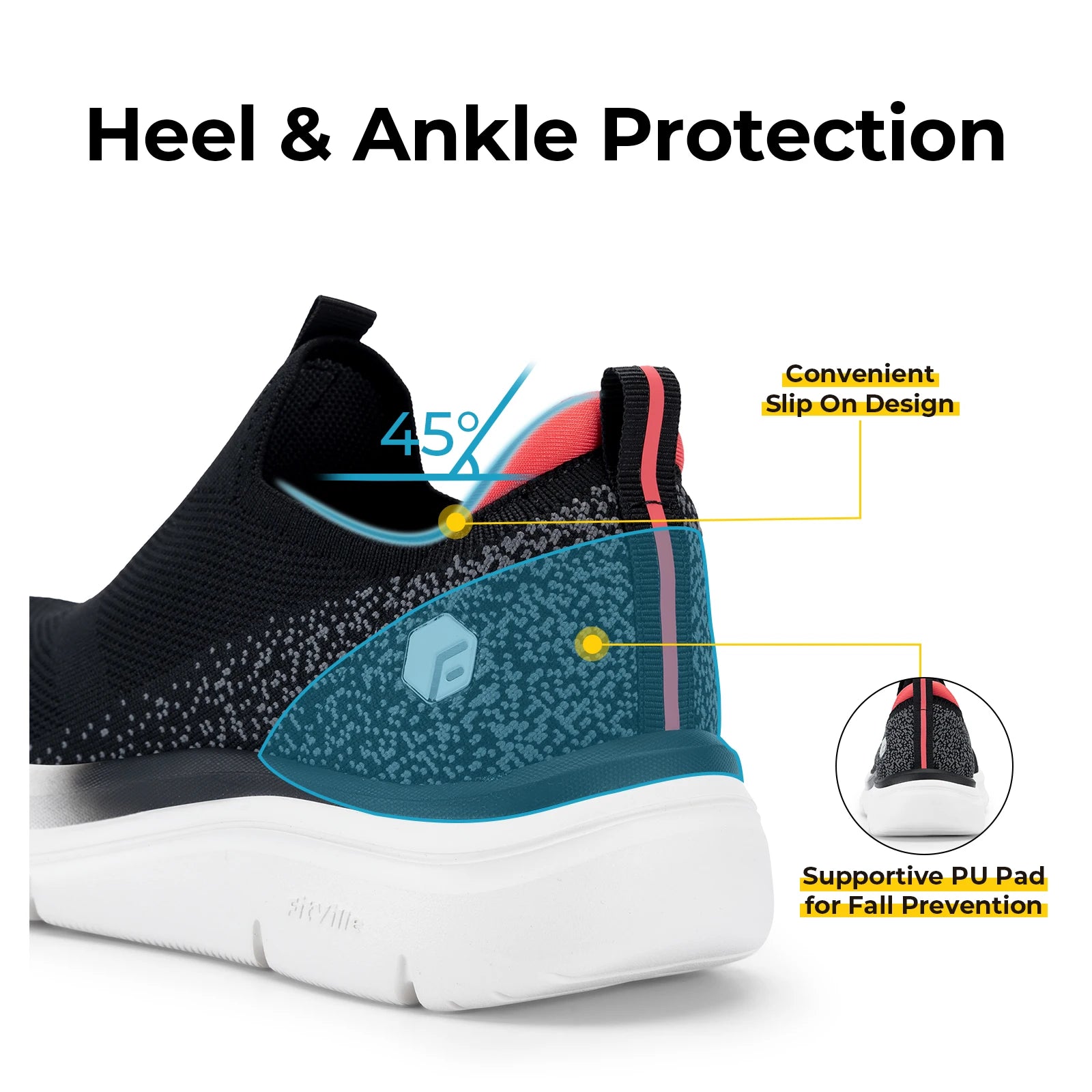 Women's Shoes Thick Sole Walking Shoes Extra Wide Sneakers Lightweight Breathable for Swollen Feet Plantar Fasciitis