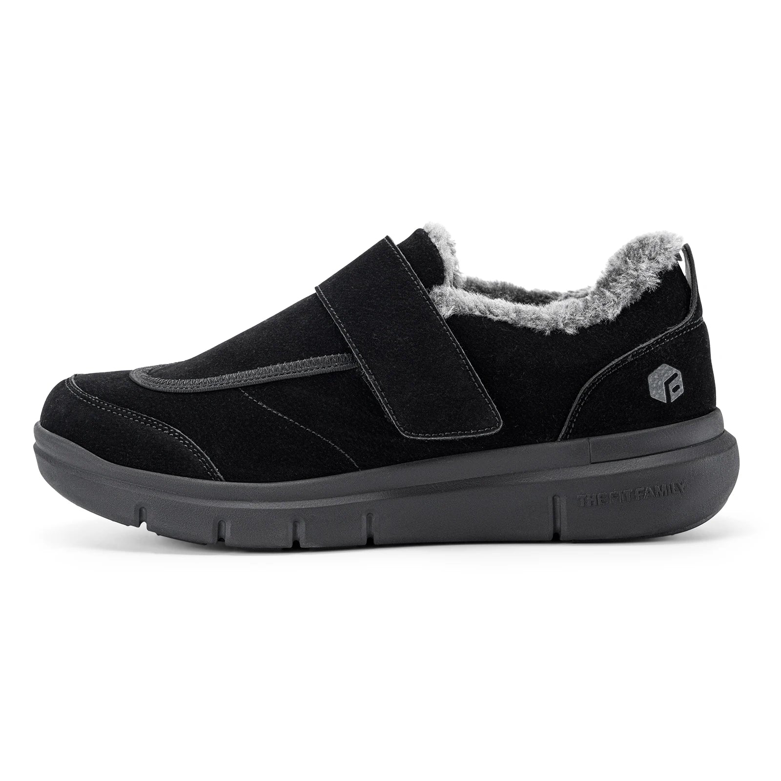 Wide Men's Slippers Non-slip Plush House Shoes Adjustable Straps Indoor&Outdoor Winter Slippers with Arch Support
