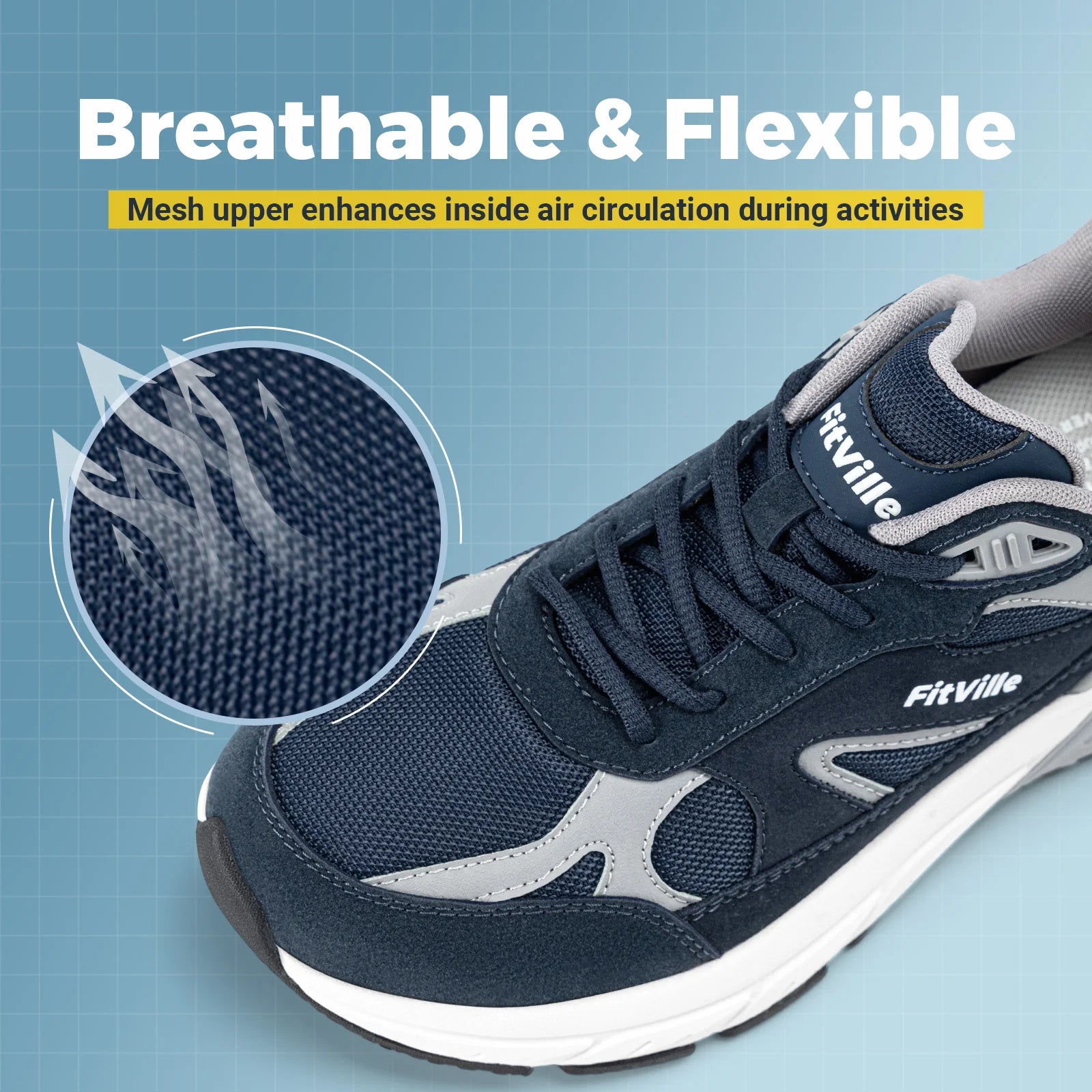 Walking Shoes for Men Wide Width Sneakers with Arch Support for Flat Feet Heel Pain Relief Plantar Fasciitis