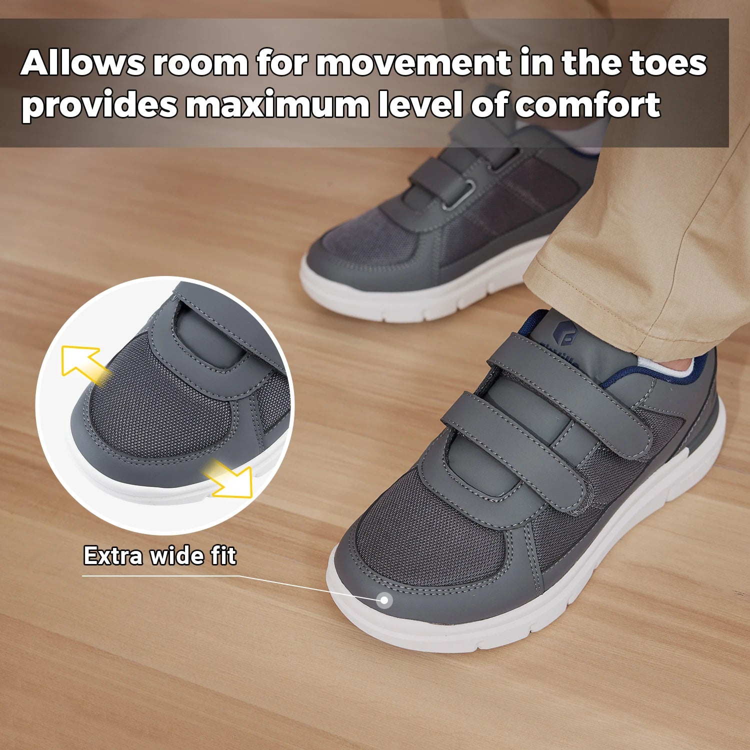 Comfortable Men's Shoes - Wide Fit for Foot Support and Adjustable Design