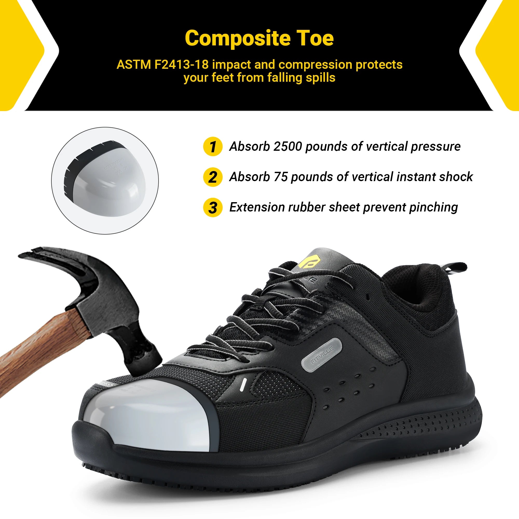 Men's Extra Wide Work Shoes Casual Shoes Anti-Slip Sturdy Toe Breathable For Male Swollen Feet Arch Support Pain Relief