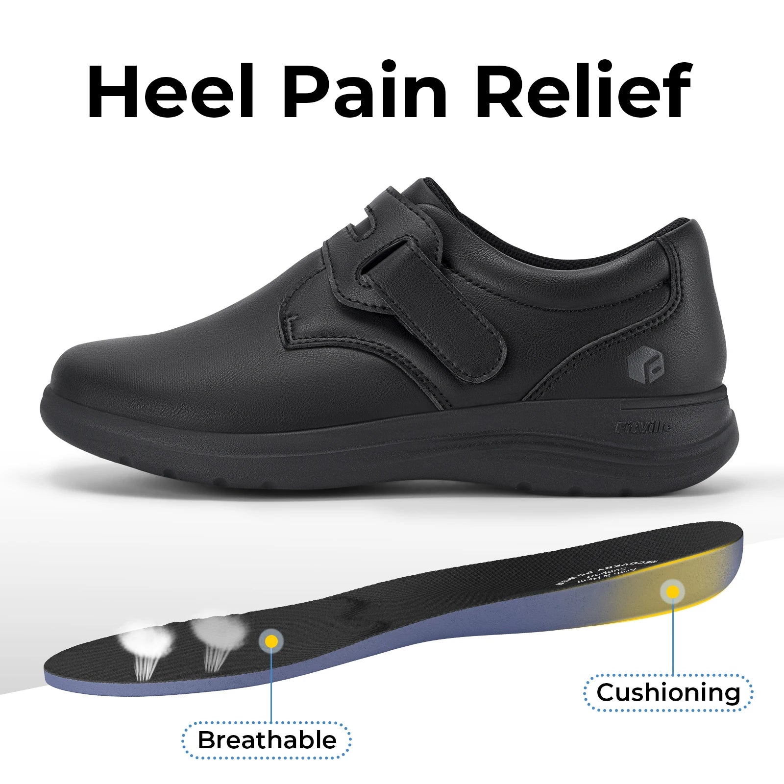 Leather Women's Shoes Extra Wide Diabetic Shoes Slip-On Walking Shoes For Womens