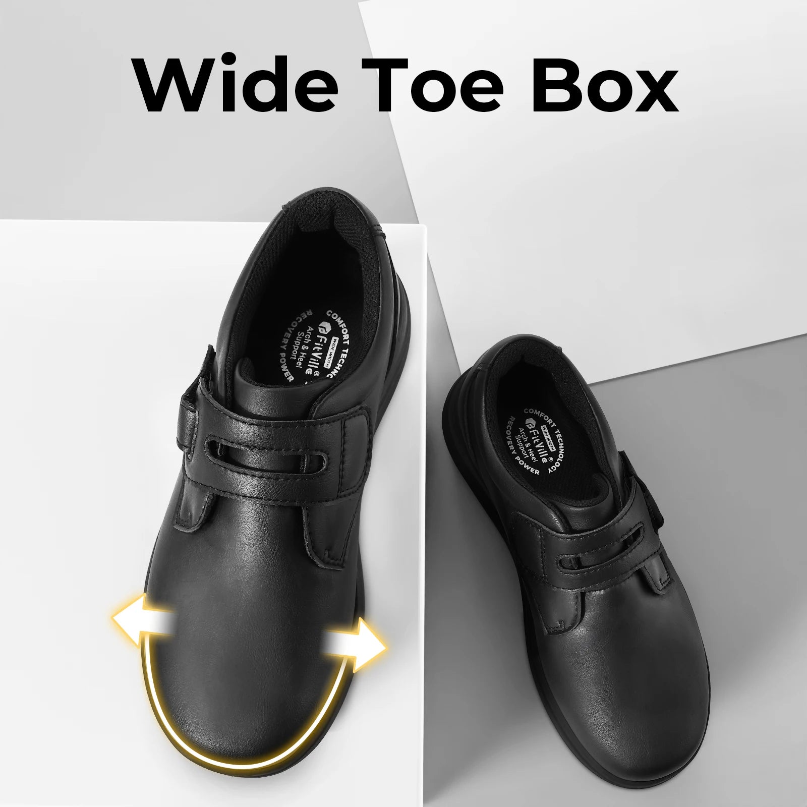 Leather Women's Shoes Extra Wide Diabetic Shoes Slip-On Walking Shoes For Womens