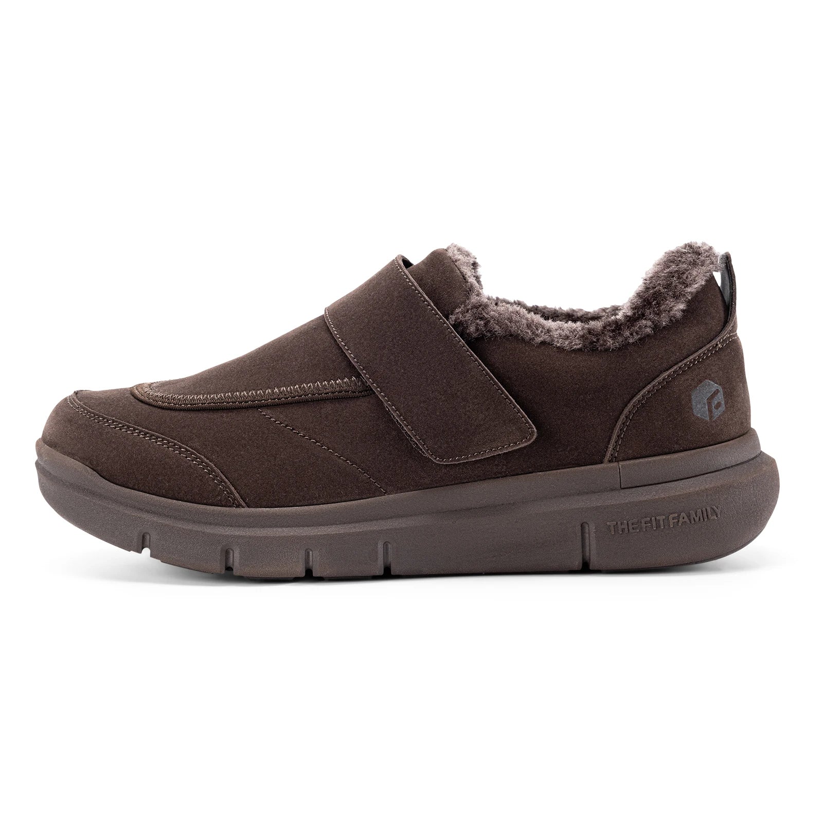 Wide Men's Slippers Non-slip Plush House Shoes Adjustable Straps Indoor&Outdoor Winter Slippers with Arch Support