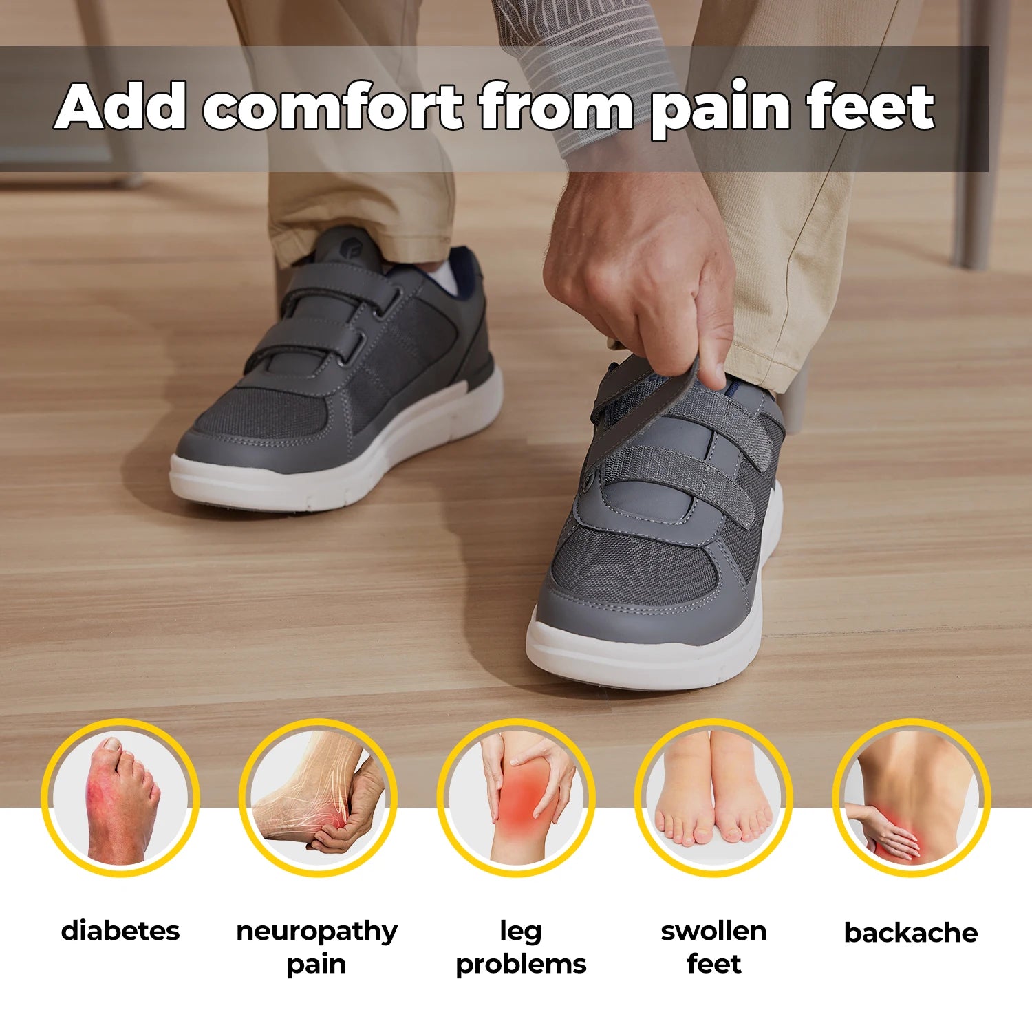 Comfortable Men's Shoes - Wide Fit for Foot Support and Adjustable Design